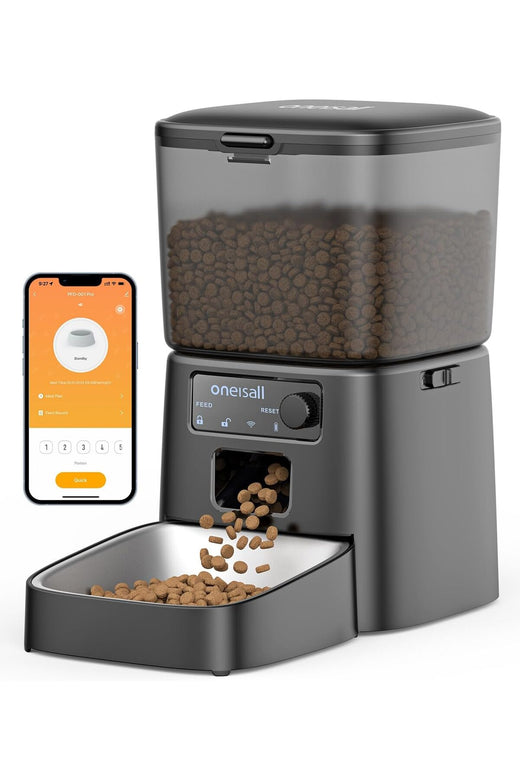 3.5L Automatic Cat Feeder with WiFi App Control, Smart Pet Food Dispenser with Timer, Stainless Steel Bowl, Portion Control for Cats & Small Dogs Indoor (Black)