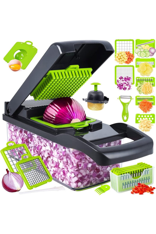 SNIFITAR Vegetable Chopper, Pro Onion Chopper, 14 in 1Multifunctional Food Chopper, Kitchen Vegetable Slicer Dicer Cutter,Veggie Chopper With 8 Blades,Carrot and Garlic Chopper With Container (Grey)