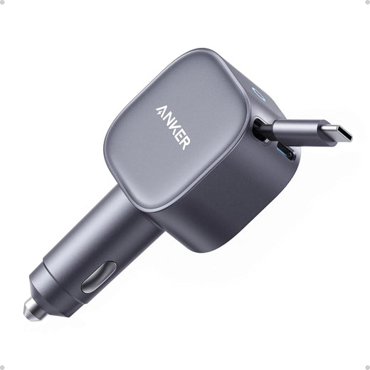 Anker USB-C Car Charger, 75W Max Ultra-Compact Type-C Fast Car Charger with Built-In Retractable Cab